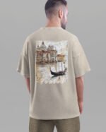 Męska koszulka oversize <br>Malownicza Wenecja - efekt sprania