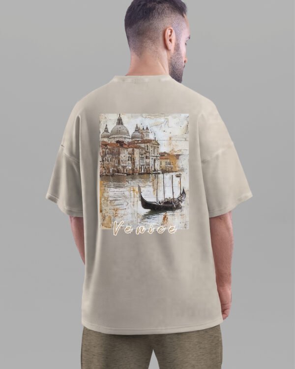 Męska koszulka oversize <br>Malownicza Wenecja - efekt sprania