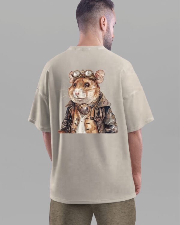 Męska koszulka oversize <br>Chomik Steampunk - efekt sprania