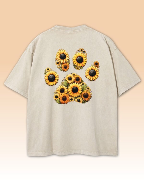 Męska koszulka oversize <br>Sunflower Paw - efekt sprania