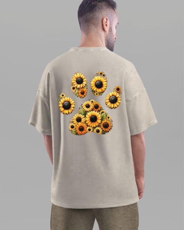 Męska koszulka oversize <br>Sunflower Paw - efekt sprania