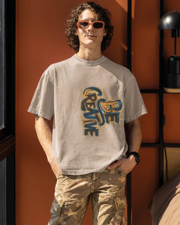 Męska koszulka oversize <br>Be Creative - efekt sprania