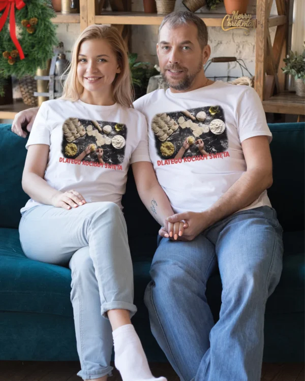 Świąteczna Koszulka “Dlatego Kocham Święta – Pierogi i Kuchnia” – Unisex