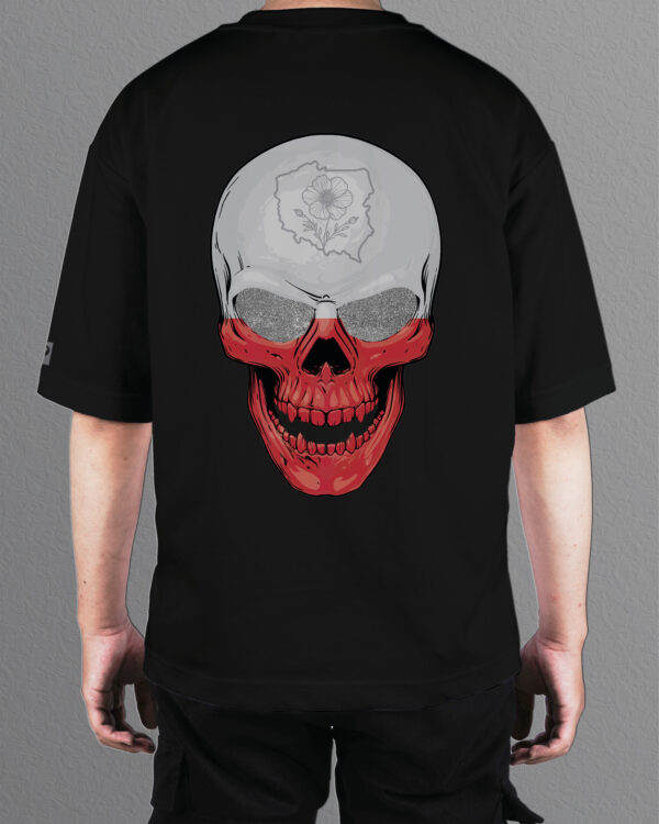 HYB 0002 Tshirt Oversize Black2 Koszulka Gruba Premium <br>Biało-Czerwona Symbolika - nadruk hybrydowy