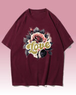 HYB 0014 Tshirt Oversize Wine Koszulka oversize Róża Miłości - nadruk hybrydowy