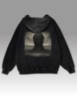 Bluza oversize z kapturem czarna Mroczne drzewo