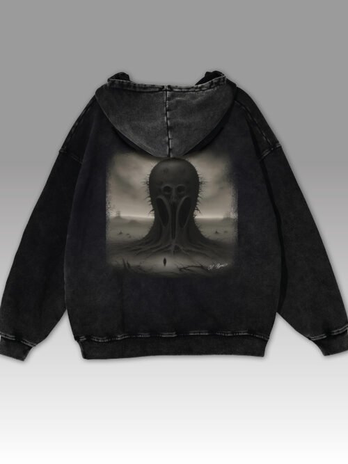 Bluza oversize z kapturem czarna Mroczne drzewo