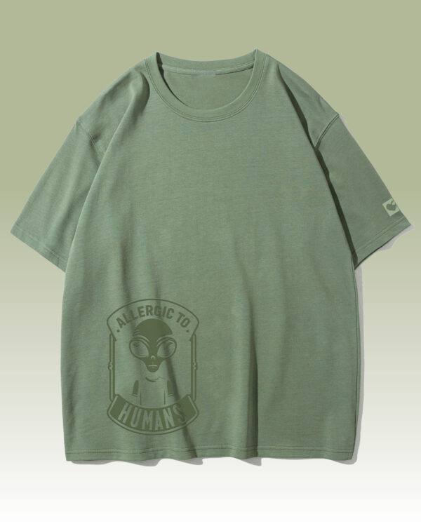 PLO 001KHAKI Tshirt Oversize Green Matcha Koszulka Gruba Premium <br>Allergic to Humans