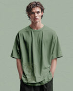 PLO 001KHAKI Tshirt Oversize Green Matcha2 Koszulka Gruba Premium <br>Allergic to Humans