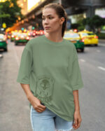 PLO 001KHAKI Tshirt Oversize Green Matcha3 Koszulka Gruba Premium <br>Allergic to Humans