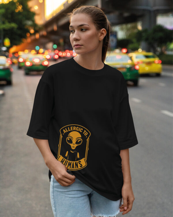 PLO 001ORANGE Tshirt Oversize Black3 Koszulka Gruba Premium <br>Allergic to Humans