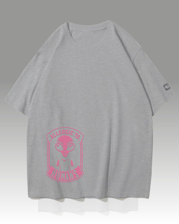 PLO 001PINK Tshirt Oversize Grey Koszulka Gruba Premium <br>Allergic to Humans