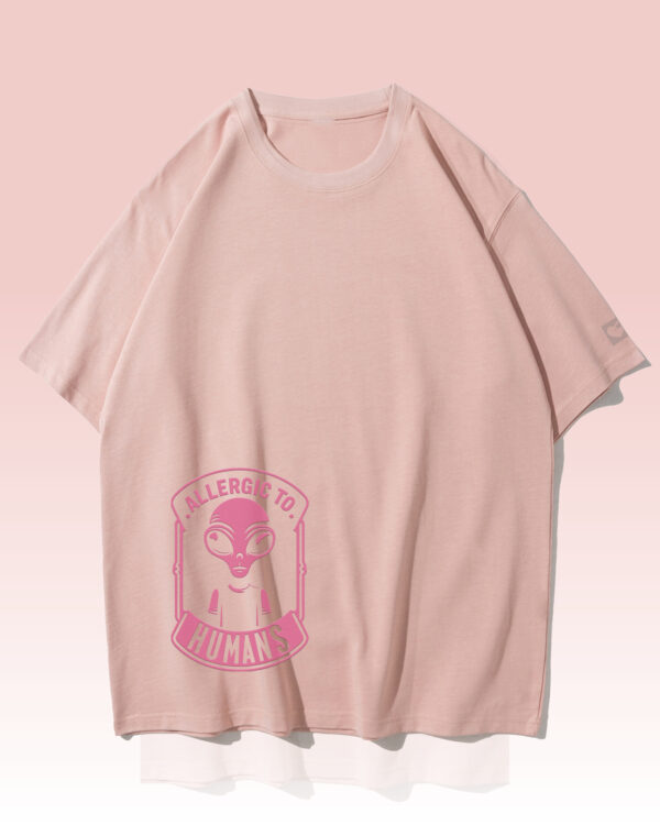 PLO 001PINK Tshirt Oversize Pink Koszulka Gruba Premium <br>Allergic to Humans