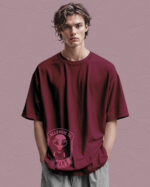 PLO 001PINK Tshirt Oversize Wine Red2 Koszulka Gruba Premium <br>Allergic to Humans