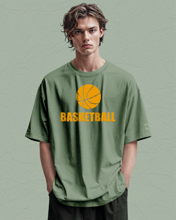 PLO 002ORANGE Tshirt Oversize Green Matcha2 Koszulka Gruba Premium <br>Basketball – nadruk z zamszu
