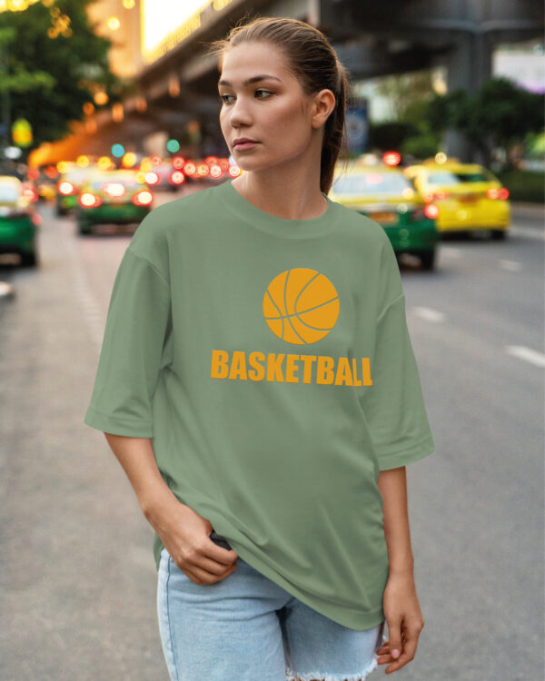 PLO 002ORANGE Tshirt Oversize Green Matcha3 Koszulka Gruba Premium <br>Basketball – nadruk z zamszu
