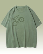 PLO 004KHAKI Tshirt Oversize Green Matcha Koszulka Gruba Premium <br>Be Cycle - nadruk z zamszu