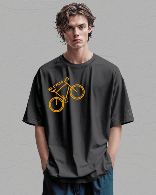 PLO 004ORANGE Tshirt Oversize Graphite2 Koszulka Gruba Premium <br>Be Cycle - nadruk z zamszu