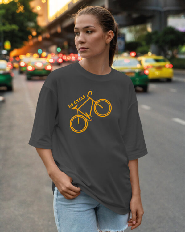 PLO 004ORANGE Tshirt Oversize Graphite3 Koszulka Gruba Premium <br>Be Cycle - nadruk z zamszu