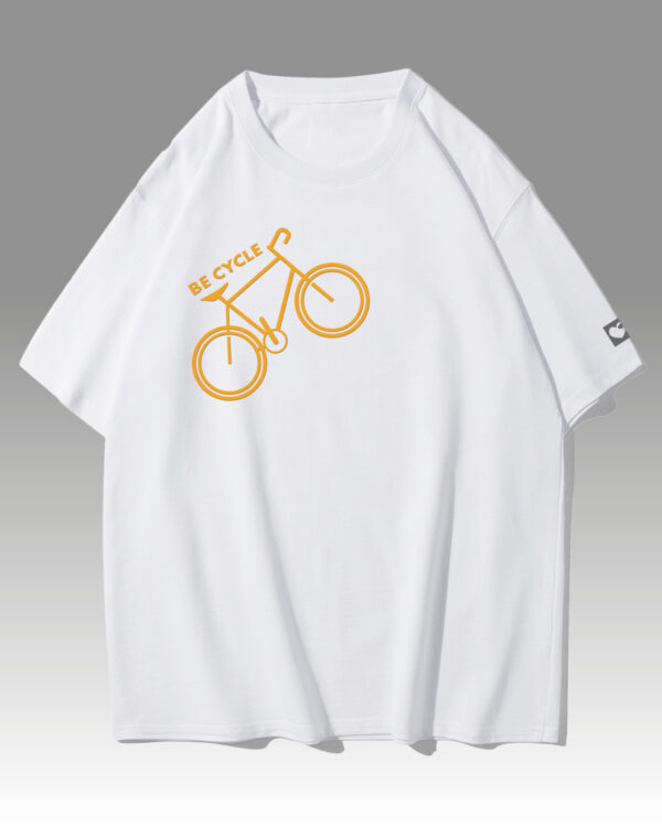 PLO 004ORANGE Tshirt Oversize White Koszulka Gruba Premium <br>Be Cycle - nadruk z zamszu
