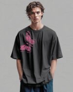 Koszulka oversize <br>Lekkość Motyla - nadruk z zamszu
