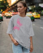 Koszulka oversize <br>Lekkość Motyla - nadruk z zamszu