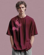 Koszulka oversize <br>Lekkość Motyla - nadruk z zamszu