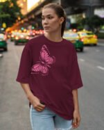 Koszulka oversize <br>Lekkość Motyla - nadruk z zamszu