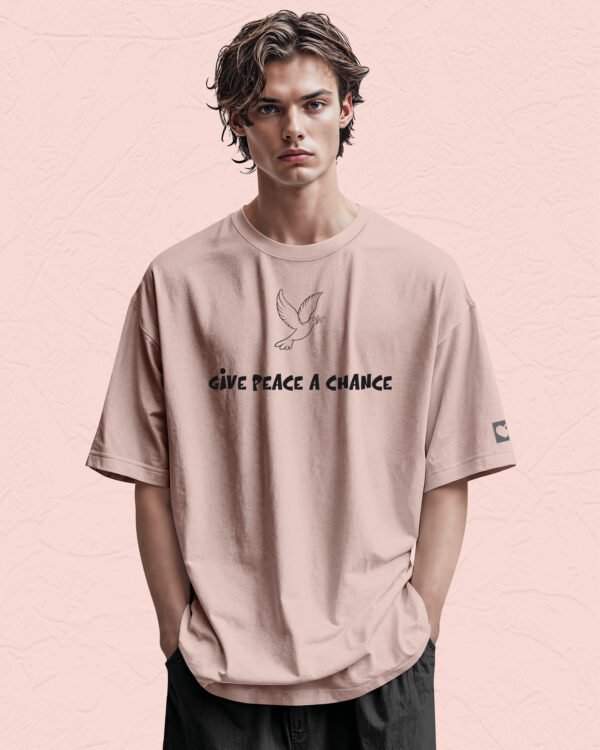 Koszulka oversize <br>Give Peace a Chance - nadruk silikonowy