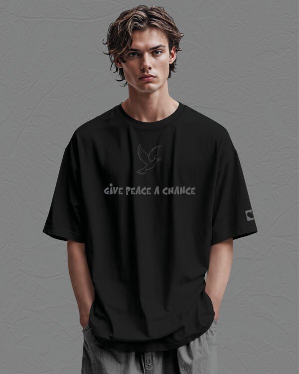 Koszulka oversize <br>Give Peace a Chance - nadruk silikonowy