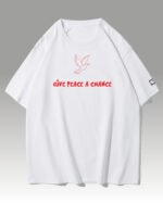 Koszulka oversize Give Peace a Chance - nadruk silikonowy
