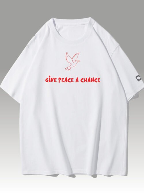 Koszulka oversize Give Peace a Chance - nadruk silikonowy