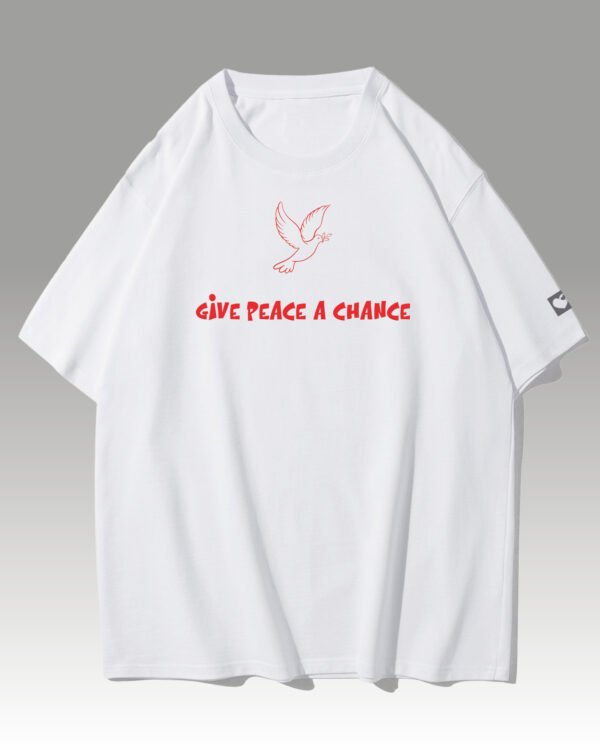Koszulka oversize Give Peace a Chance - nadruk silikonowy