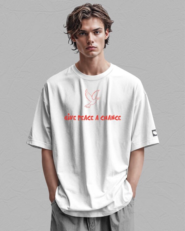 Koszulka oversize <br>Give Peace a Chance - nadruk silikonowy