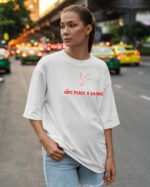 Koszulka oversize <br>Give Peace a Chance - nadruk silikonowy