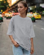 Koszulka oversize <br>Serce Pełne Kwiatów - nadruk brokatowy