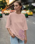 Koszulka oversize <br>Serce Pełne Kwiatów - nadruk brokatowy