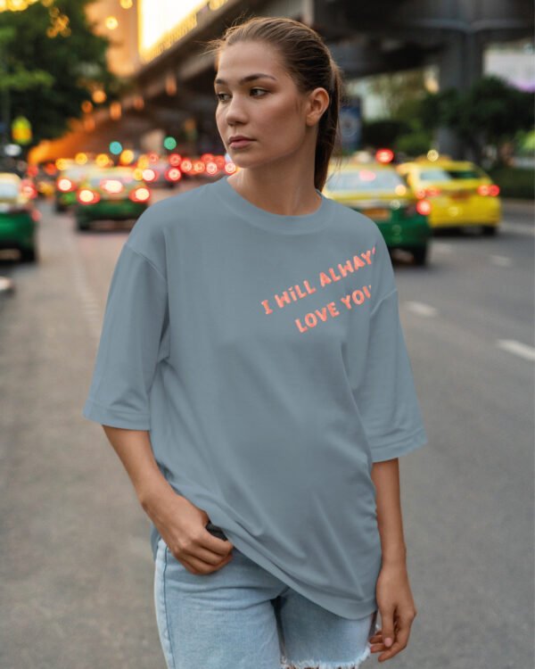 Koszulka oversize <br>I will always Love You - nadruk brokatowy