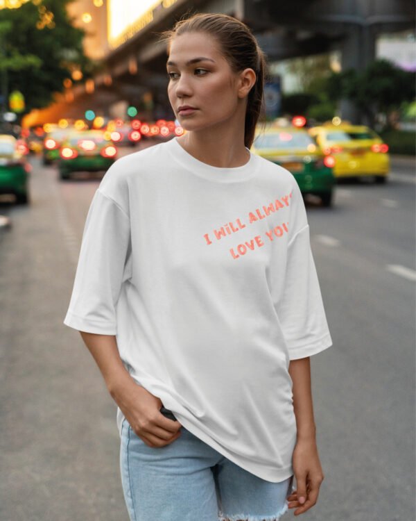 Koszulka oversize <br>I will always Love You - nadruk brokatowy