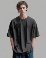 PLO 021BLACK SIL Tshirt Oversize Graphite2 Koszulka Gruba Premium <br>Kiss me More - nadruk silikonowy pionowy