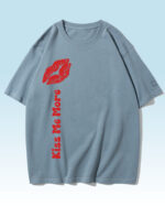 PLO 021RED SIL Tshirt Oversize Peackock Blue Koszulka Gruba Premium <br>Kiss me More - nadruk silikonowy pionowy