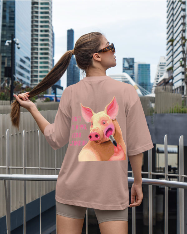 TL0449BIG Tshirt Oversize Pink23 Damska koszulka Gruba Premium <br>Don't be a Pig