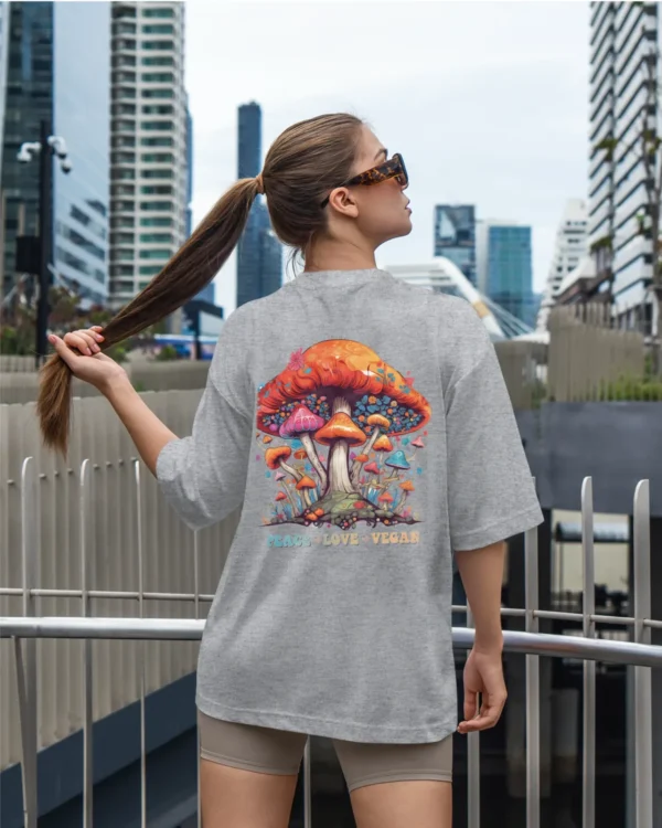 Damska koszulka oversize <br>Peace Love Vegan