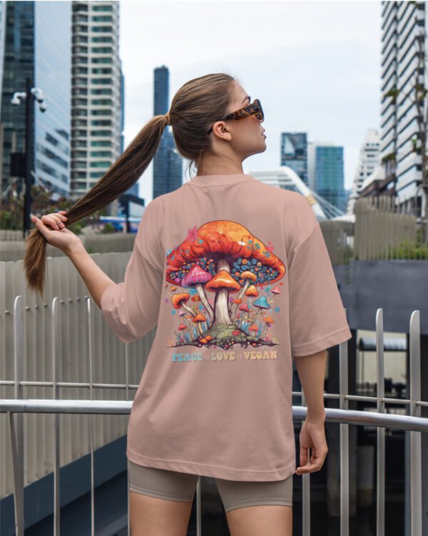 Damska koszulka oversize <br>Peace Love Vegan