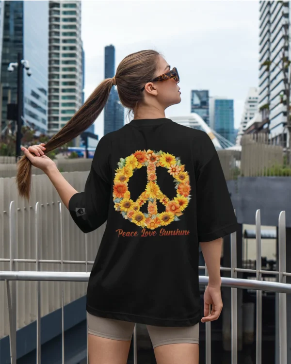 Damska koszulka oversize <br>Peace Love Sunshine