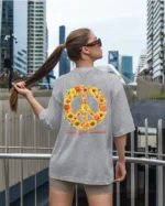 Damska koszulka oversize <br>Peace Love Sunshine