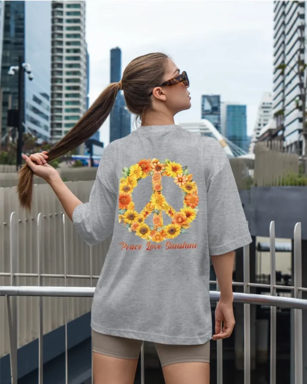 Damska koszulka oversize <br>Peace Love Sunshine