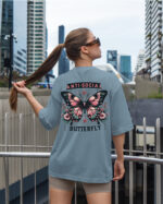 TL0453BIG Tshirt Oversize Peackock Blue23 Damska koszulka Gruba Premium <br>Anti-social Butterfly