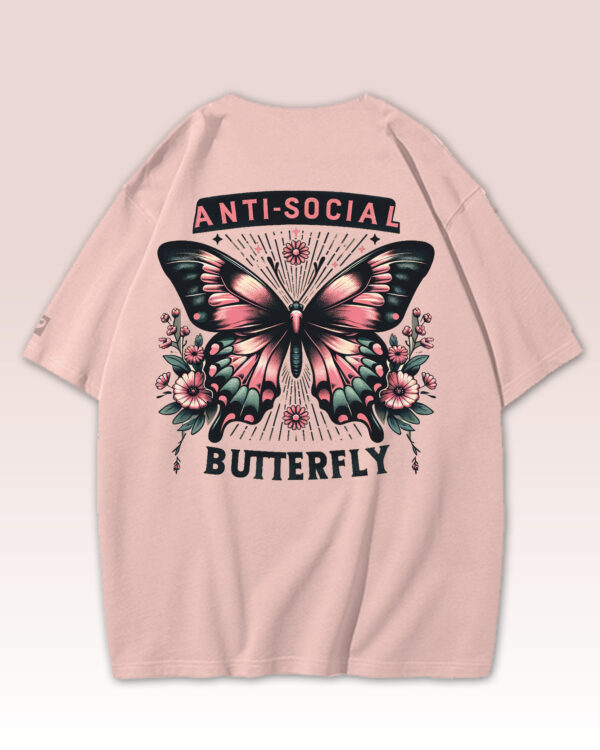 TL0453BIG Tshirt Oversize Pink2 Damska koszulka oversize Anti-social Butterfly