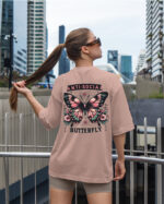 TL0453BIG Tshirt Oversize Pink23 Damska koszulka Gruba Premium <br>Anti-social Butterfly